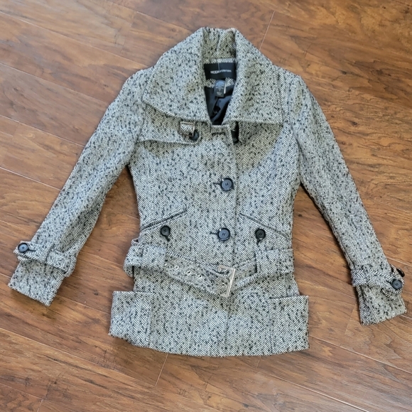 MODA International Black & White Wool Dressy Button Up Jacket Size Small - Picture 2 of 11